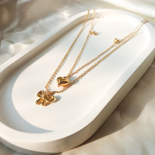 Heart & Bow Charm Necklace