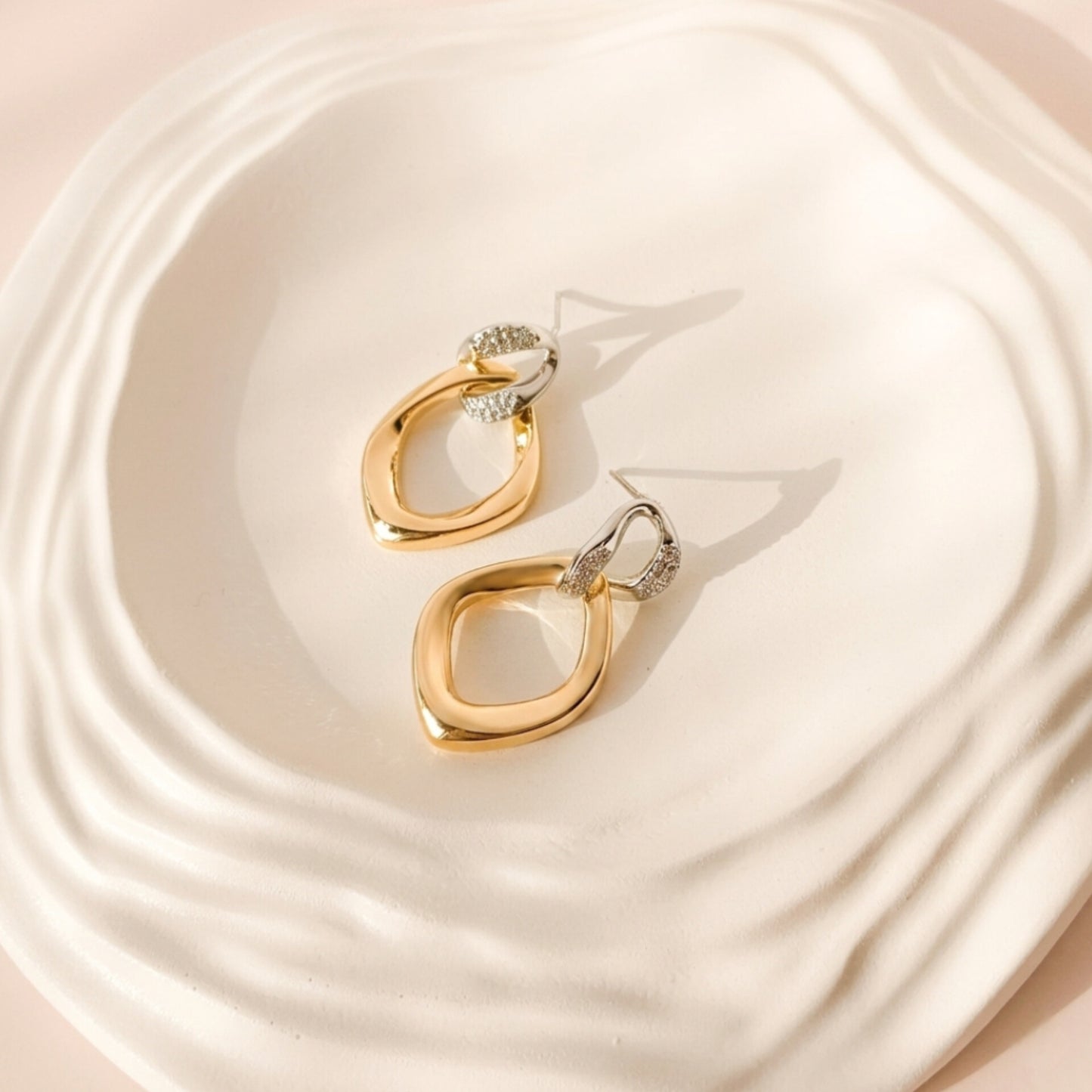 Dualuxe Loop Drops Earrings - Gold & Silver