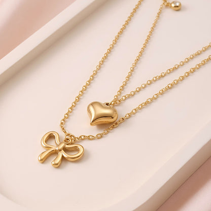Heart & Bow Charm Necklace