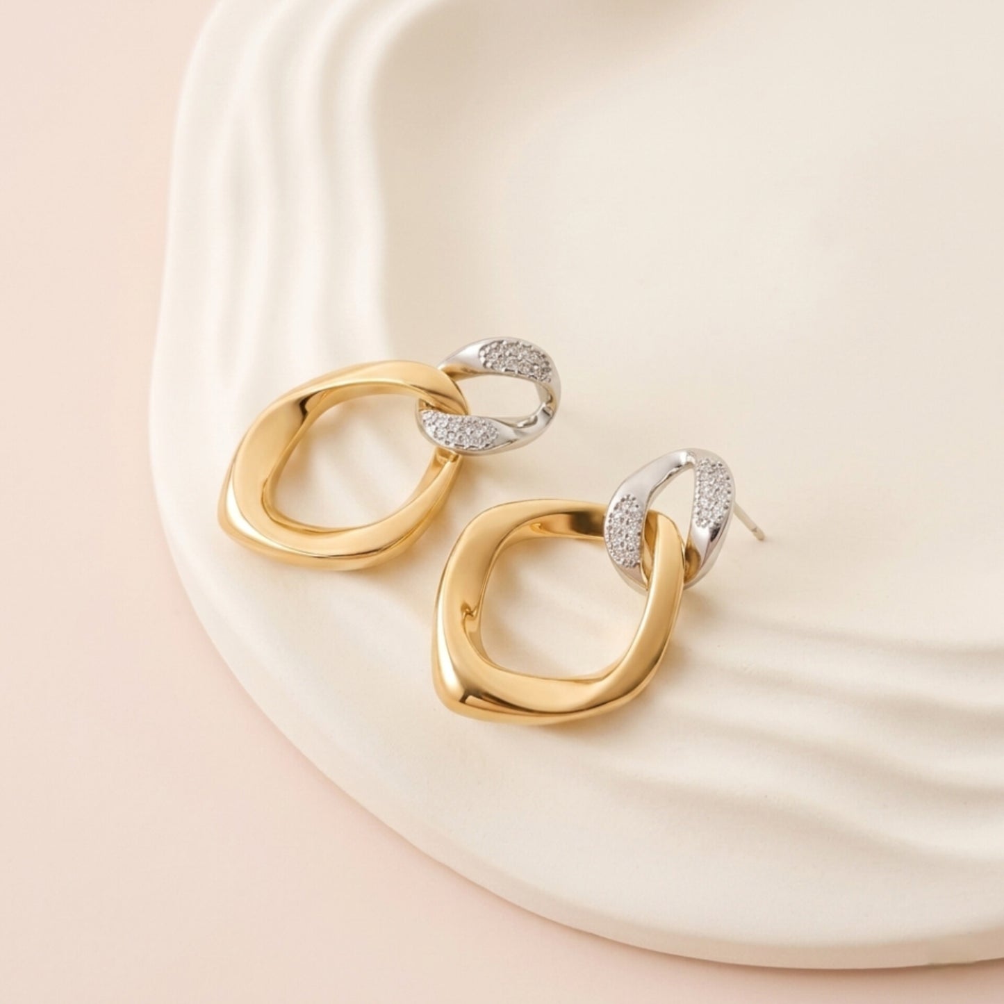 Dualuxe Loop Drops Earrings - Gold & Silver