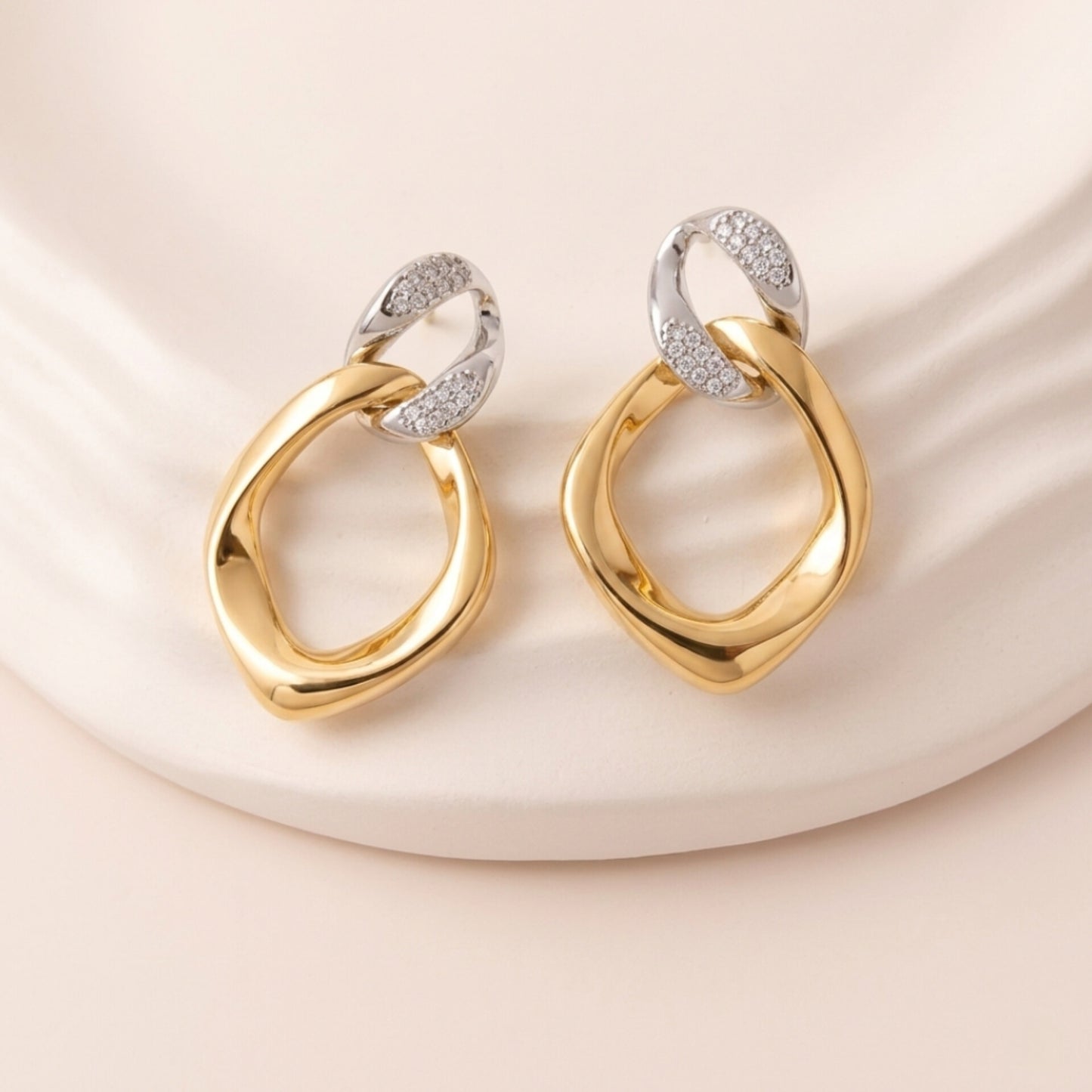 Dualuxe Loop Drops Earrings - Gold & Silver