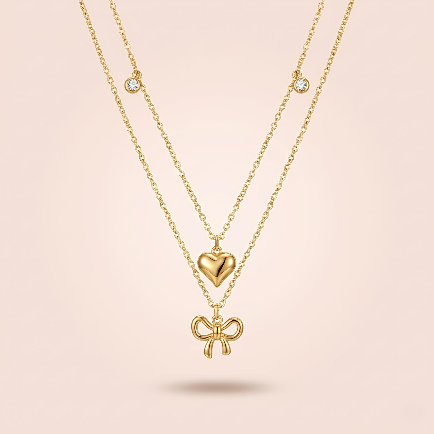 Heart & Bow Charm Necklace