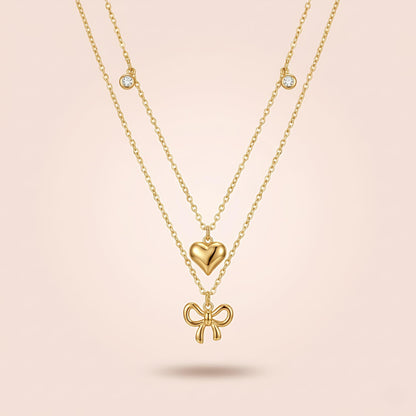 Heart & Bow Charm Necklace
