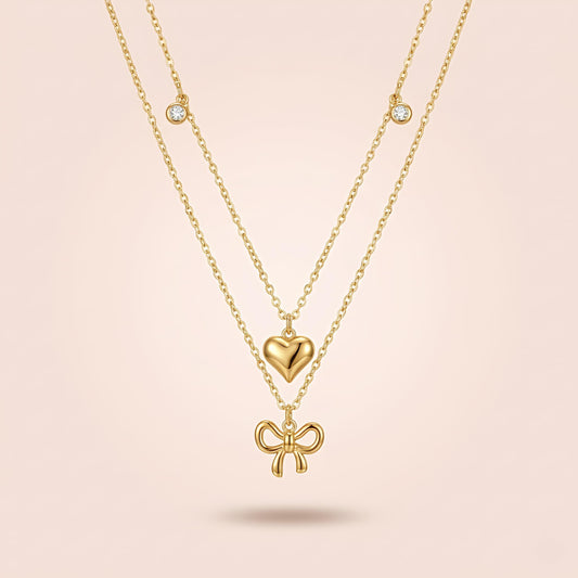 Heart & Bow Charm Necklace